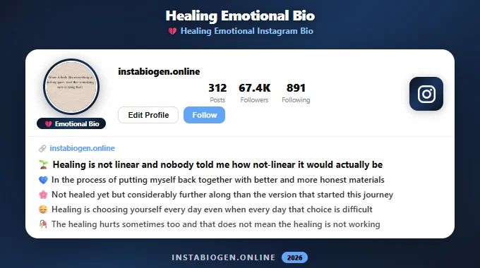 Healing Emotional Instagram Bio